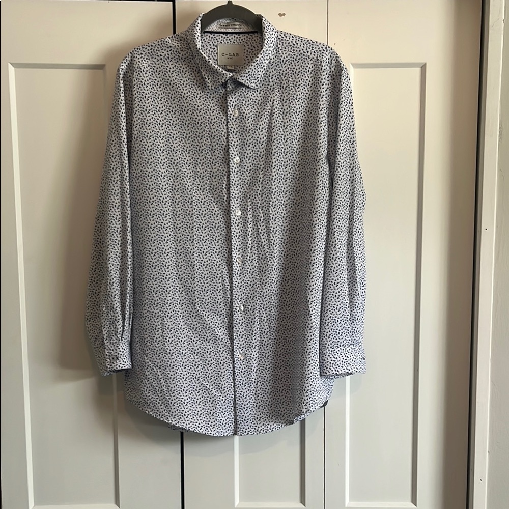 Blue Casual Button Down Shirt with Lightweight Fabric